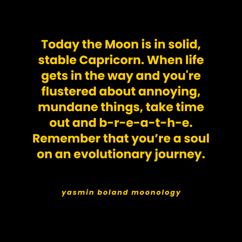 Today the Moon is in solid, stable Capricorn. When life gets in the way and
