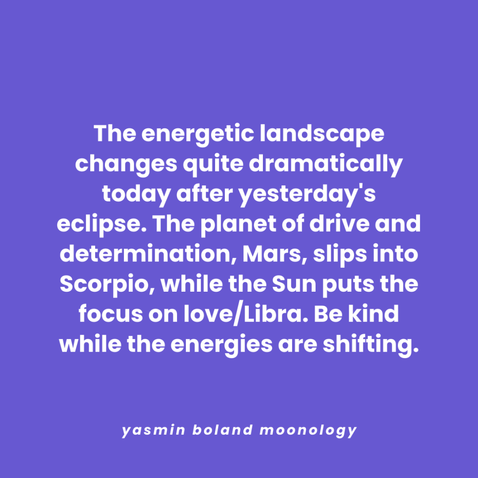 The energetic landscape changes quite dramatically today