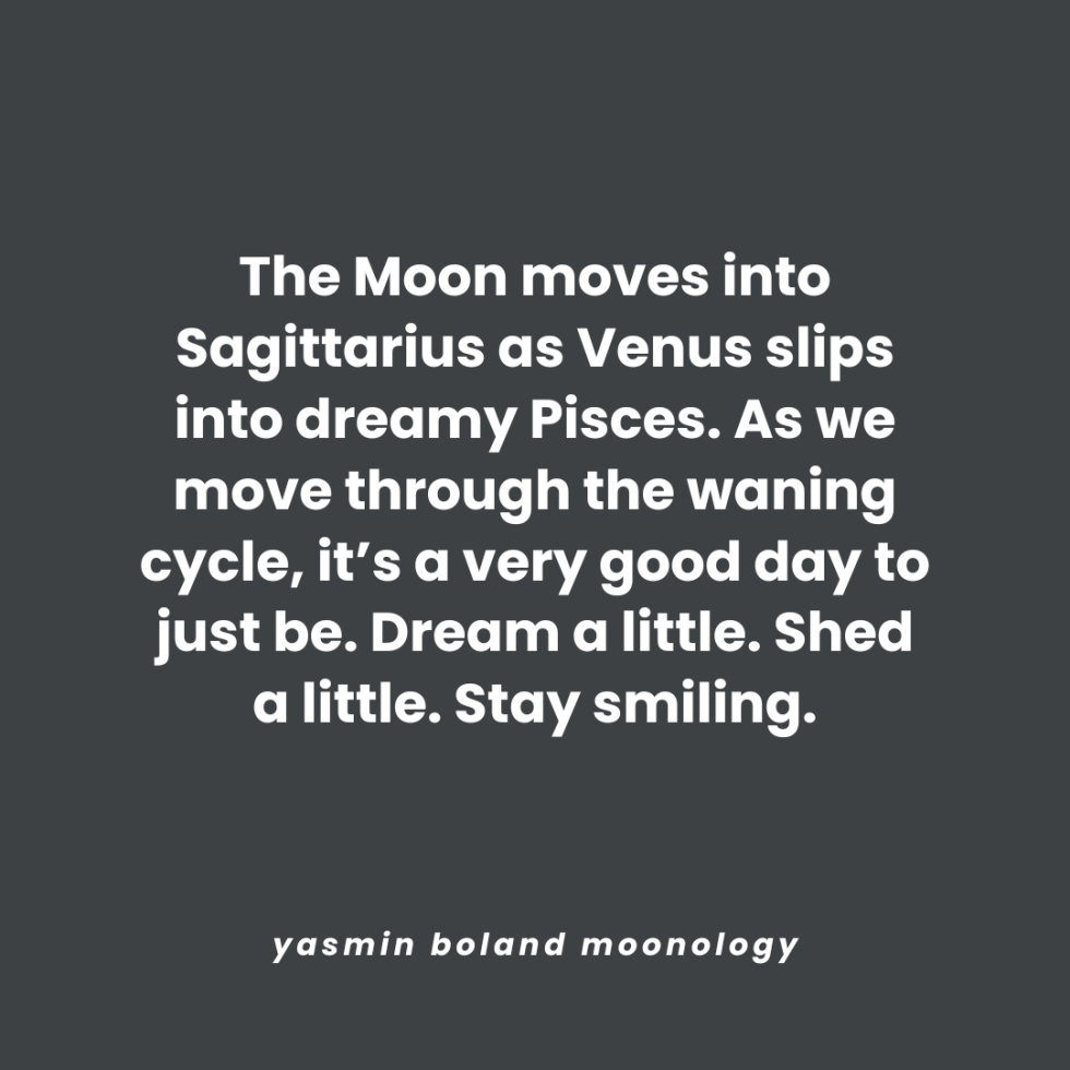 The Moon moves into Sagittarius as Venus slips into