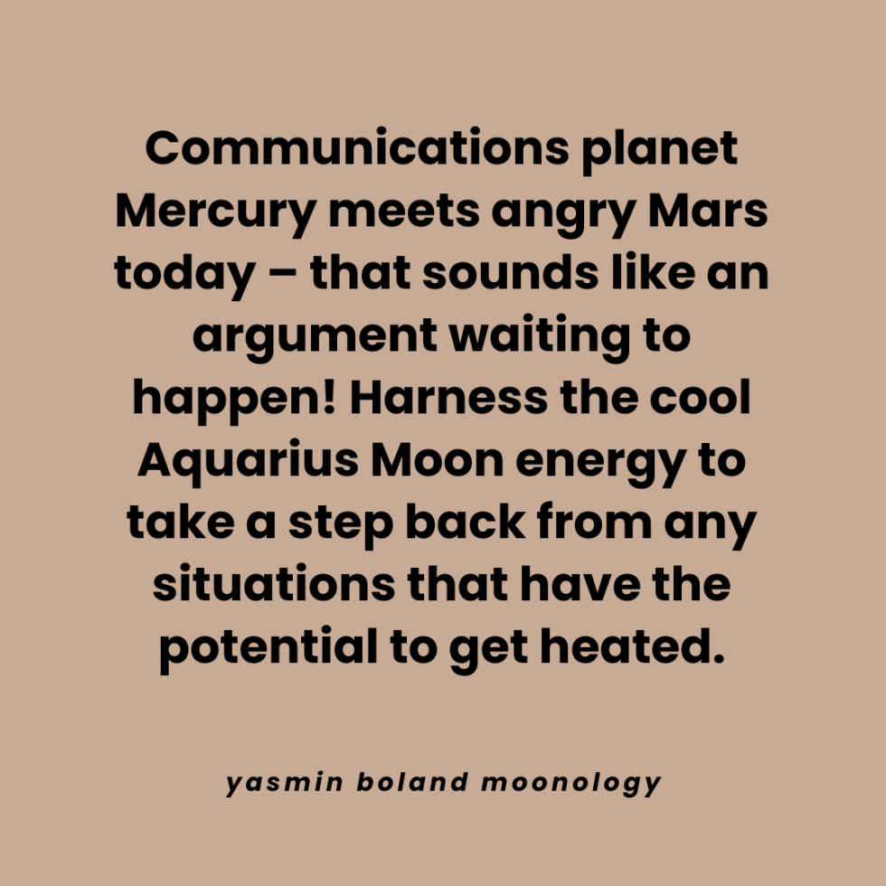 Communications planet Mercury meets angry Mars today