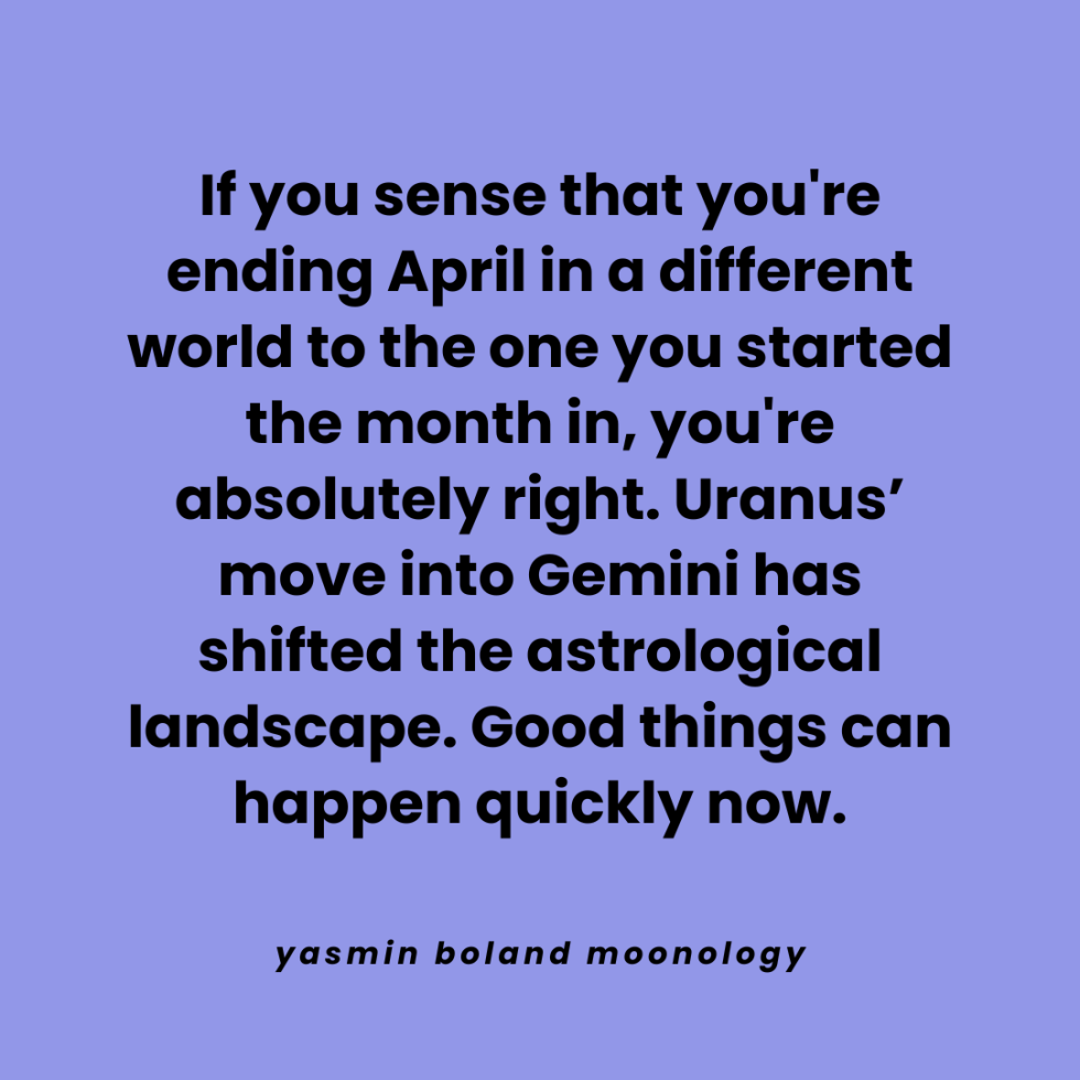 If you sense that you’re ending April