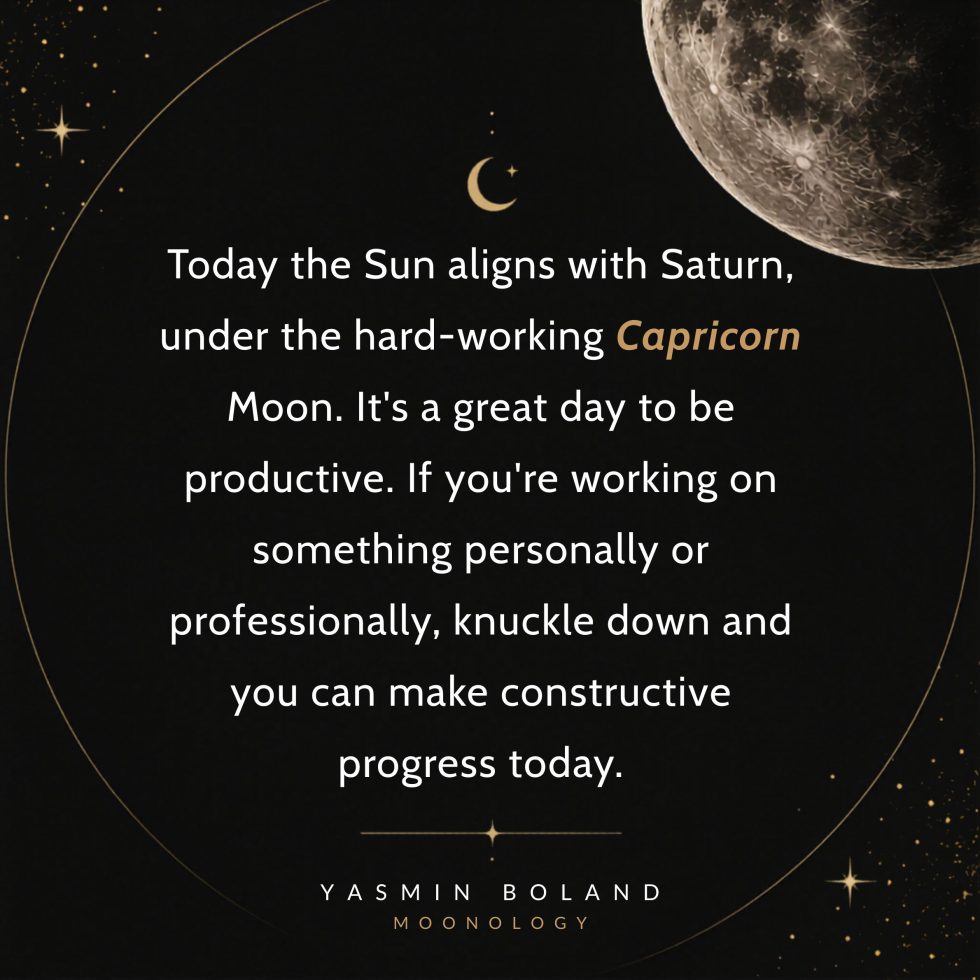 Today the Sun aligns with Saturn, under the hard-working