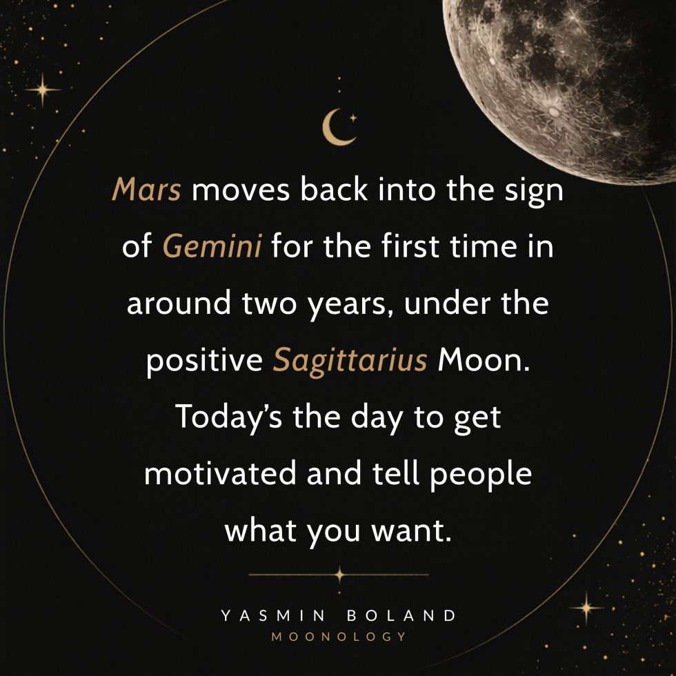 Mars moves back into the sign of Gemini for